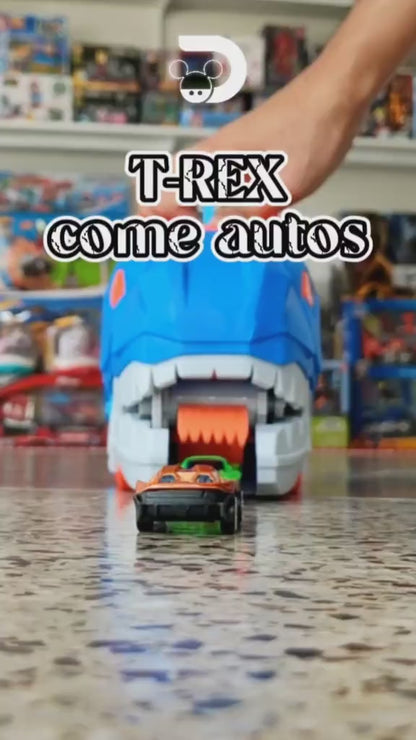 DINOSAURIO DEVORADOR DE AUTOS CON PISTA DESLIZANTE